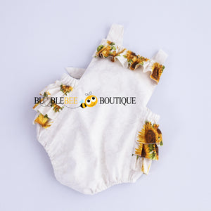 Sunflowers cake smash outfit romper front view