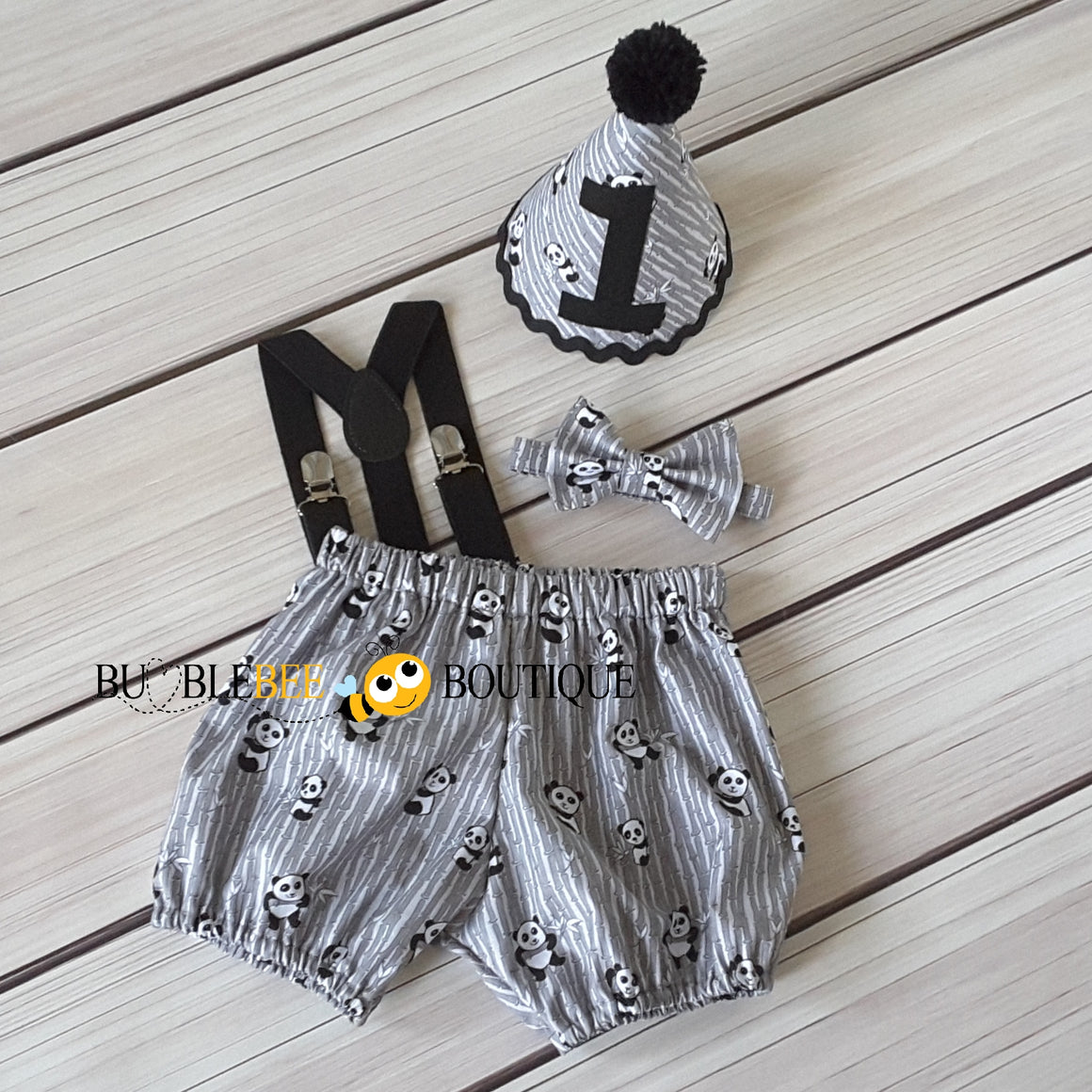 Panda Love Boys Cake Smash Outfit by Bumblebee Boutique 