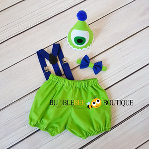 Monsters Inc theme cake smash outfit