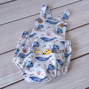 Moby & Occy Whale & Octopus Romper front view