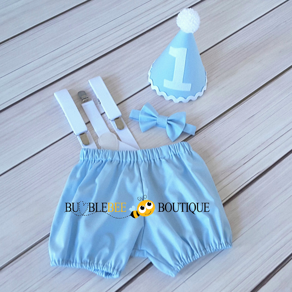 Baby Blue & White Cake Smash Outfit