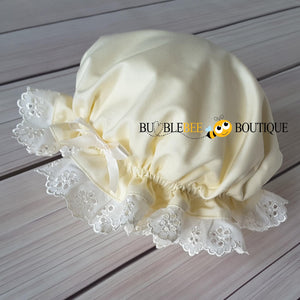 Cream Frilly Mob Cap by Bumblebee Boutique Australia