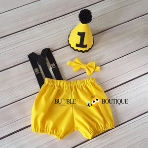 Yellow & Black Cake Smash Outfit by Bumblebee Boutique Australia