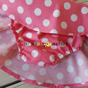 Hot Pink Polka Dot Swing Skirt attached nappy cover