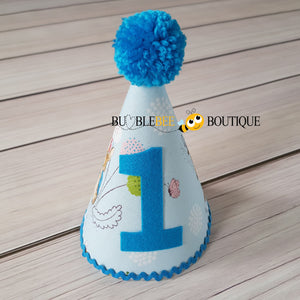 Blue Peter Rabbit Party Hat with bright blue trim