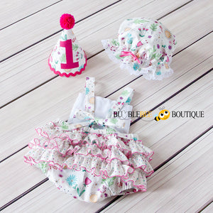 Bambini Floral Girl's Cake Smash Outfit back view