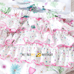Bambini Floral Girl's Cake Smash Outfit back ruffles