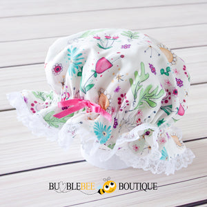 Bambini Floral Frilly Mob Cap