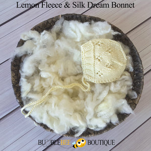 Lemon hand-dyed fleece with silk dream bonnet