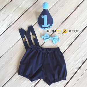 Navy & Pale Blue Blue Cake Smash Outfit