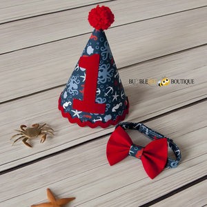 Octopus Beach Cake Smash Party Hat and Bow Tie