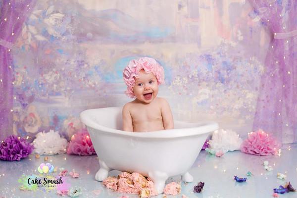 Plain Pink Frilly Mob Cap by Gold Coast Cake Smash Photography