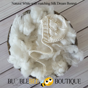 Natural white fleece with matching Silk Dream bonnet
