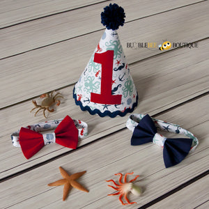Octopus Beach White Party Hat & Bow Ties
