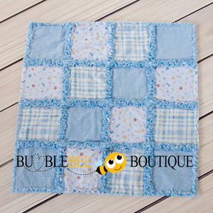 Baby Blue Mix 1 Rag Quilt front view